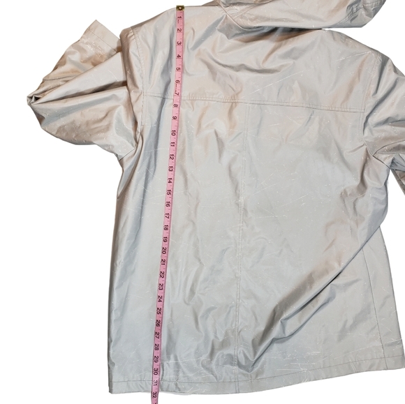 Vintage Komitor Silver Hooded Rain Coat Sz 1X Zip-Up Utility Windbreaker Jacket - Picture 11 of 16